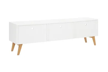 Alfambra Lång Golvstående Tv Bänk 180 cm med Förvaring i Ek - Vit - Möbler - Tv möbel & mediamöbel - TV bänk & mediabänk