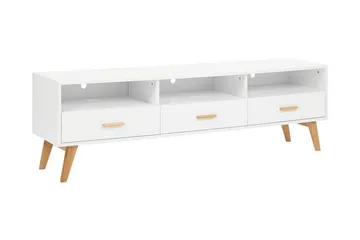 Alfambra Lång Golvstående Tv Bänk 180 cm med Förvaring i Ek - Vit - Möbler - Tv möbel & mediamöbel - TV bänk & mediabänk