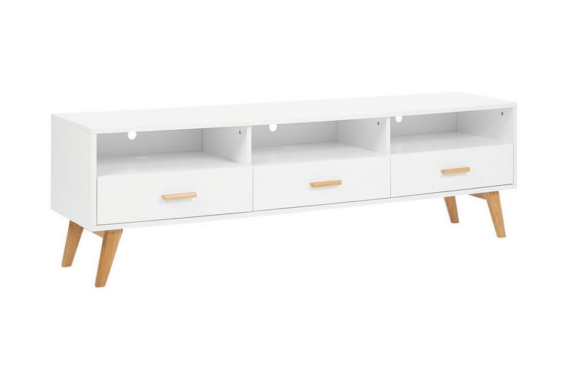 Alfambra Lång Golvstående Tv Bänk 180 cm med Förvaring i Ek - Vit - Möbler - Tv möbel & mediamöbel - TV bänk & mediabänk