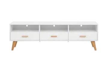 Alfambra Lång Golvstående Tv Bänk 180 cm med Förvaring i Ek - Vit - Möbler - Tv möbel & mediamöbel - TV bänk & mediabänk