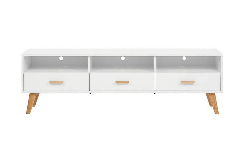 Alfambra Lång Golvstående Tv Bänk 180 cm med Förvaring i Ek - Vit - Möbler - Tv möbel & mediamöbel - TV bänk & mediabänk