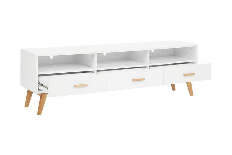 Alfambra Lång Golvstående Tv Bänk 180 cm med Förvaring i Ek - Vit - Möbler - Tv möbel & mediamöbel - TV bänk & mediabänk