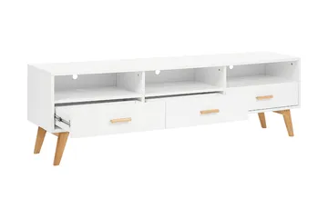 Alfambra Lång Golvstående Tv Bänk 180 cm med Förvaring i Ek - Vit - Möbler - Tv möbel & mediamöbel - TV bänk & mediabänk