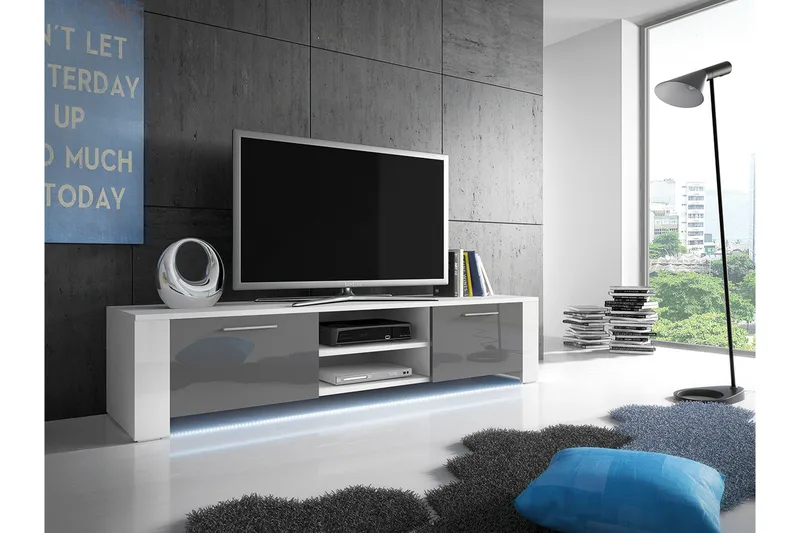 Aliza TV-bänk 166 cm, Grå/Vit