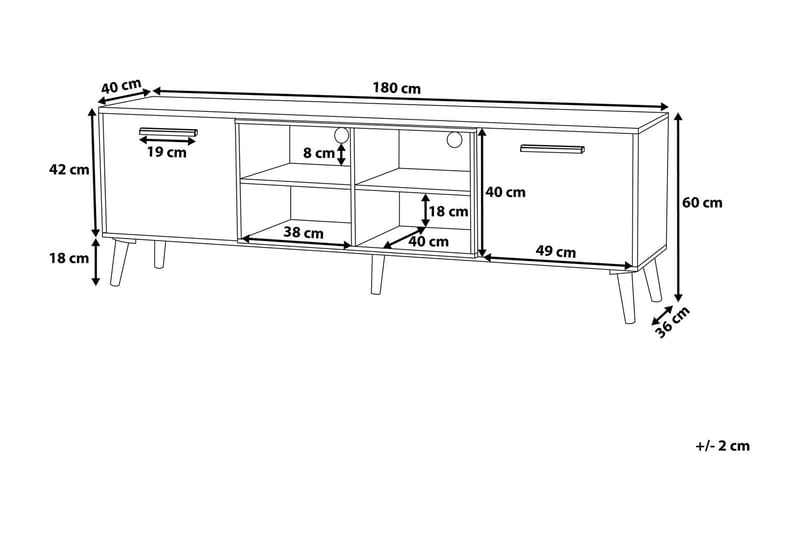 Alloa Golvstående TV Bänk 180 cm med Förvaring i Ljust Trä - Vit - Möbler - Tv möbel & mediamöbel - TV bänk & mediabänk