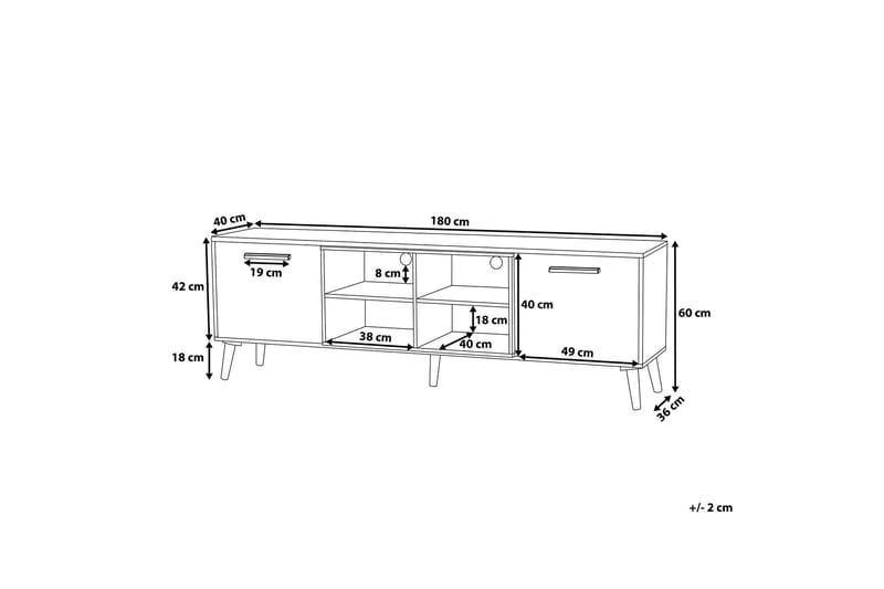 Alloa Tv-Bänk 40x180 cm - Vit/Brun - Möbler - Tv möbel & mediamöbel - TV bänk & mediabänk