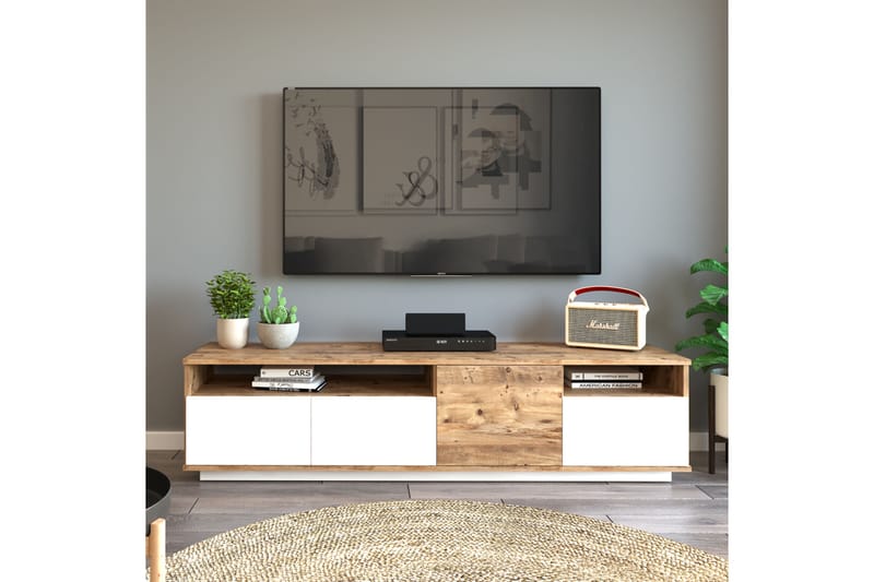 Anari Tv-bänk 180 cm 2 Hyllor - Natur/Vit - TV bänk & mediabänk