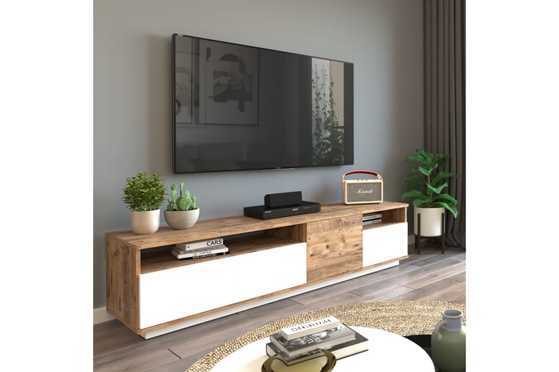Anari Tv-bänk 180 cm 2 Hyllor - Natur/Vit - Möbler - Tv möbel & mediamöbel - TV bänk & mediabänk