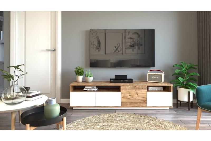 Anari Tv-bänk 180 cm 2 Hyllor - Natur/Vit - Möbler - Tv möbel & mediamöbel - TV bänk & mediabänk