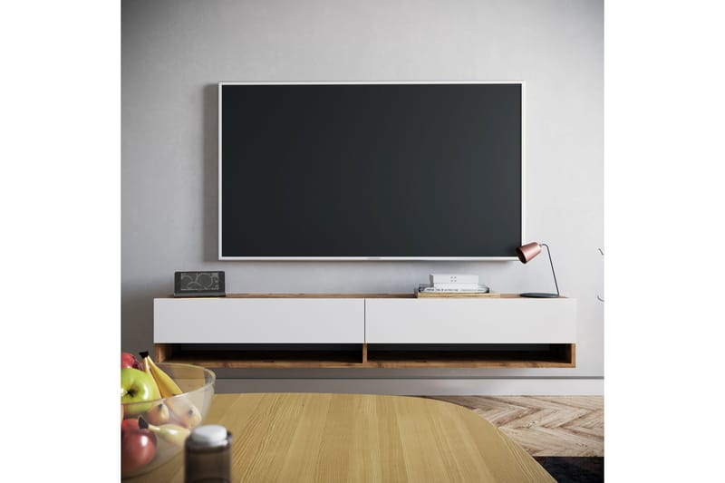 Anari Tv-bänk 180 cm 2 Hyllor - Vit/Natur - Möbler - Tv möbel & mediamöbel - TV bänk & mediabänk