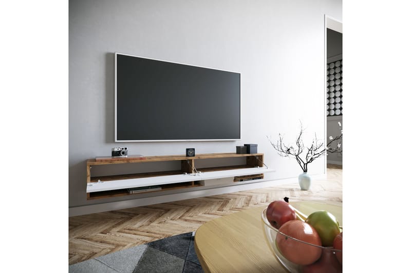 Anari Tv-bänk 180 cm 2 Hyllor - Vit/Natur - Möbler - Tv möbel & mediamöbel - TV bänk & mediabänk