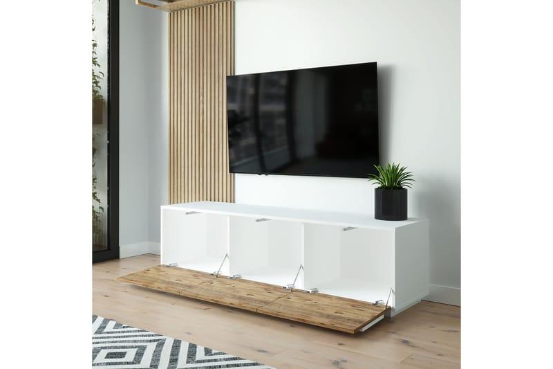 Anari Tv-bänk 180 cm 3 Skåp - Vit/Natur - Möbler - Tv möbel & mediamöbel - TV bänk & mediabänk