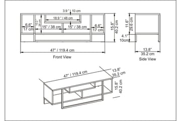 Andifli Golvstående Tv-bänk 120 cm med Förvaring i Trä med Metallunderrede och stenutseende - Vit - Möbler - Tv möbel & mediamöbel - TV bänk & mediabänk