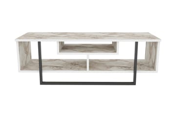 Andifli Golvstående Tv-bänk 120 cm med Förvaring i Trä med Metallunderrede - Vit - Möbler - Tv möbel & mediamöbel - TV bänk & mediabänk
