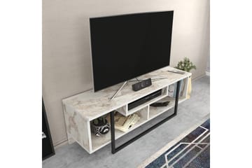 Andifli Golvstående Tv-bänk 120 cm med Förvaring i Trä med Metallunderrede - Vit - Möbler - Tv möbel & mediamöbel - TV bänk & mediabänk