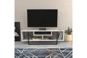 Andifli Golvstående Tv-bänk 120 cm med Förvaring i Trä med Metallunderrede - Vit - Möbler - Tv möbel & mediamöbel - TV bänk & mediabänk