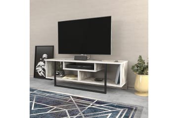 Andifli Golvstående Tv-bänk 120 cm med Förvaring i Trä med Metallunderrede - Vit - Möbler - Tv möbel & mediamöbel - TV bänk & mediabänk