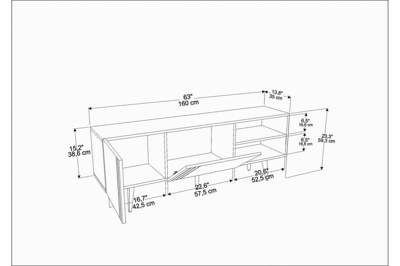 Andifli Golvstående TV-bänk 160 cm med Förvaring i Ek - Beige - Möbler - Tv möbel & mediamöbel - TV bänk & mediabänk