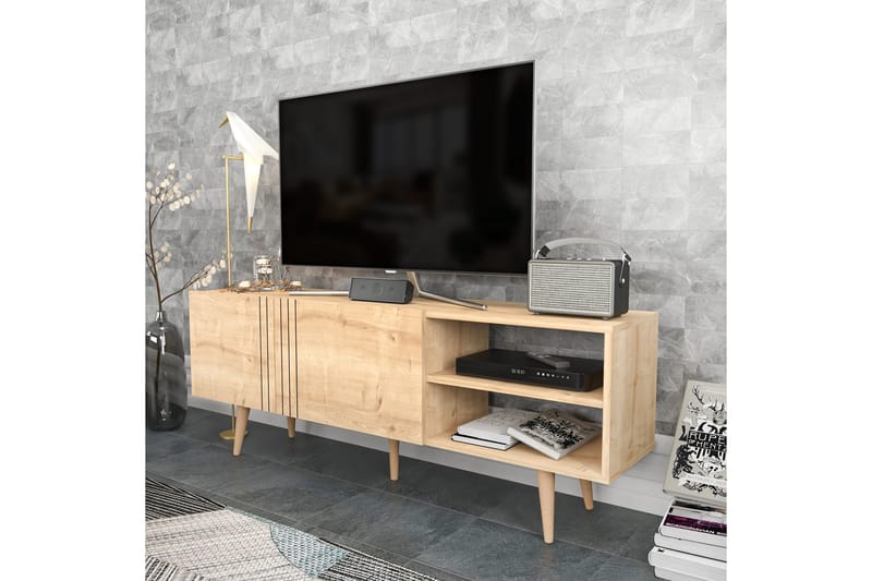 Andifli Golvstående TV-bänk 160 cm med Förvaring i Ek - Beige - Möbler - Tv möbel & mediamöbel - TV bänk & mediabänk