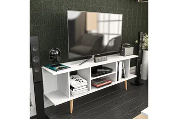 Andifli Golvstående Tv Bänk 160 cm med Förvaring i Målat Trä - Vit - Möbler - Tv möbel & mediamöbel - TV bänk & mediabänk