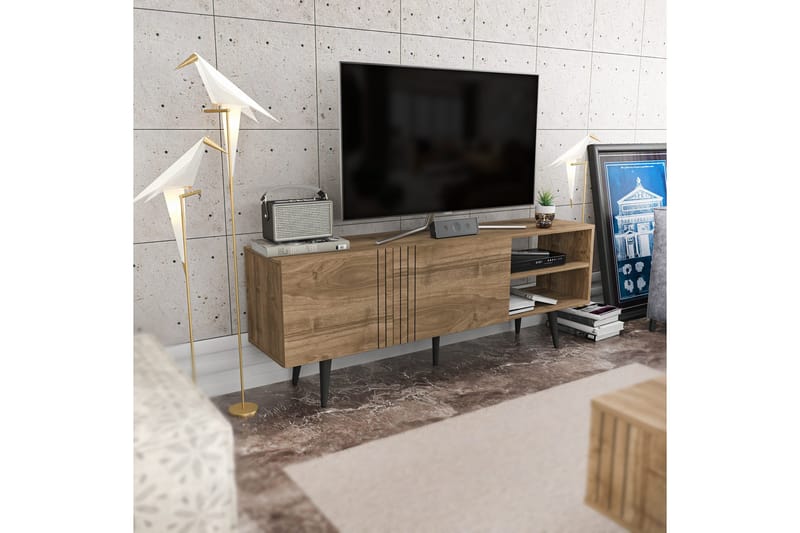 Andifli Golvstående Tv-bänk 160 cm med Förvaring i Mörkt Trä - Brun - Möbler - Tv möbel & mediamöbel - TV bänk & mediabänk