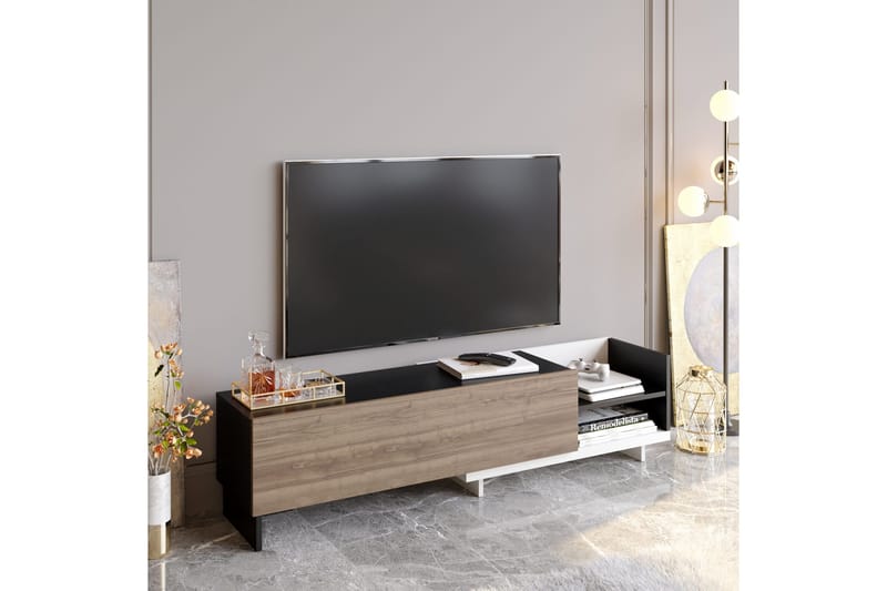 Andifli Golvstående Tv Bänk 165 cm med Förvaring i Målat Trä - Antracit - Möbler - Tv möbel & mediamöbel - TV bänk & mediabänk