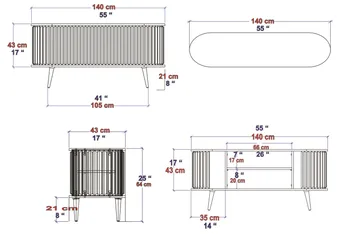 Andifli Tv-bänk 140x64 cm - Brun - Möbler - Tv möbel & mediamöbel - TV bänk & mediabänk