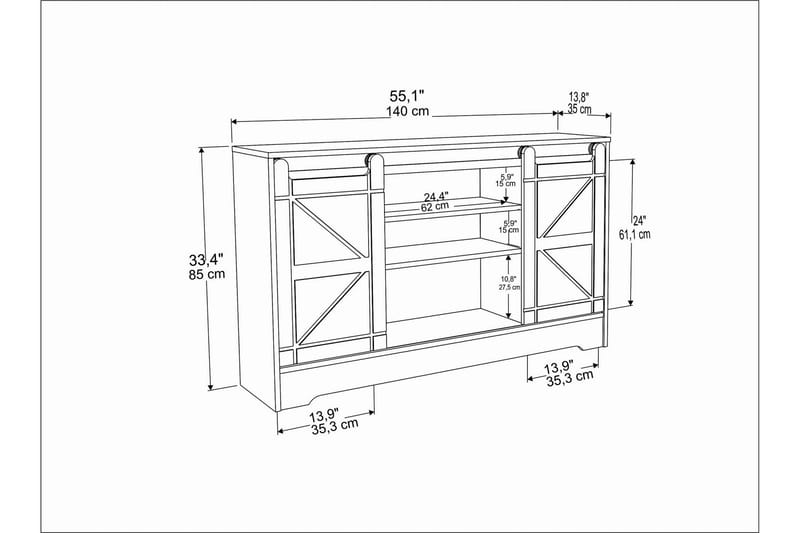 Andifli Tv-bänk 140x85 cm - Grå - Möbler - Tv möbel & mediamöbel - TV bänk & mediabänk