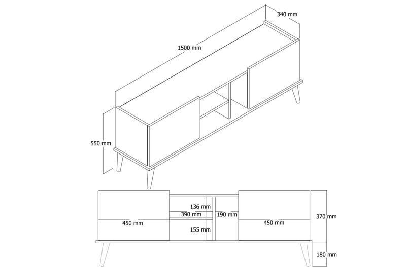 Andifli Tv-bänk 150x52 cm - Brun - Möbler - Tv möbel & mediamöbel - TV bänk & mediabänk