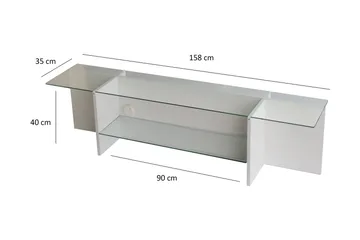 Andifli Tv Bänk 158 cm med Förvaring i Glas med Träunderrede - Klar - Möbler - Tv möbel & mediamöbel - TV bänk & mediabänk