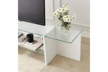 Andifli Tv Bänk 158 cm med Förvaring i Glas med Träunderrede - Klar - Möbler - Tv möbel & mediamöbel - TV bänk & mediabänk