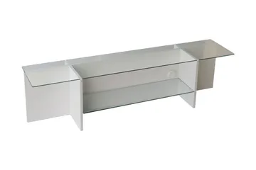 Andifli Tv Bänk 158 cm med Förvaring i Glas med Träunderrede - Klar - Möbler - Tv möbel & mediamöbel - TV bänk & mediabänk