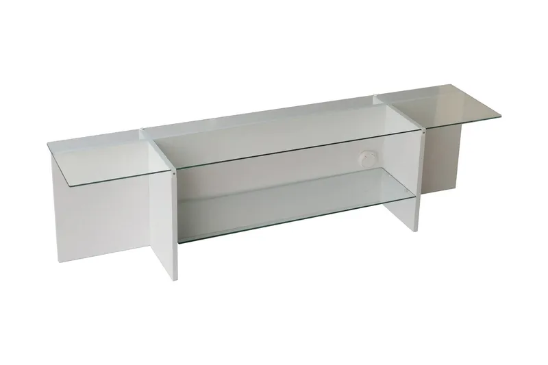 Andifli Tv Bänk 158 cm med Förvaring i Glas med Träunderrede, Klar