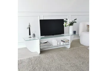 Andifli TV Bänk 158 cm med Förvaring i Glas med Träunderrede - Transparent - Möbler - Tv möbel & mediamöbel - TV bänk & mediabänk