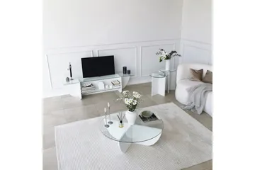Andifli TV Bänk 158 cm med Förvaring i Glas med Träunderrede - Transparent - Möbler - Tv möbel & mediamöbel - TV bänk & mediabänk