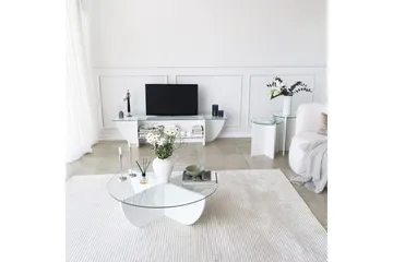 Andifli TV Bänk 158 cm med Förvaring i Glas med Träunderrede - Transparent - Möbler - Tv möbel & mediamöbel - TV bänk & mediabänk