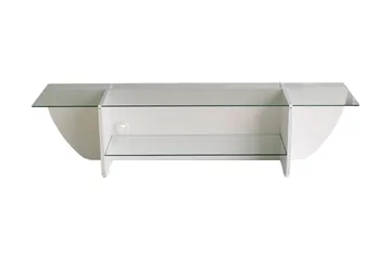 Andifli TV Bänk 158 cm med Förvaring i Glas med Träunderrede - Transparent - Möbler - Tv möbel & mediamöbel - TV bänk & mediabänk