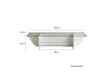 Andifli TV Bänk 158 cm med Förvaring i Glas med Träunderrede - Transparent - Möbler - Tv möbel & mediamöbel - TV bänk & mediabänk