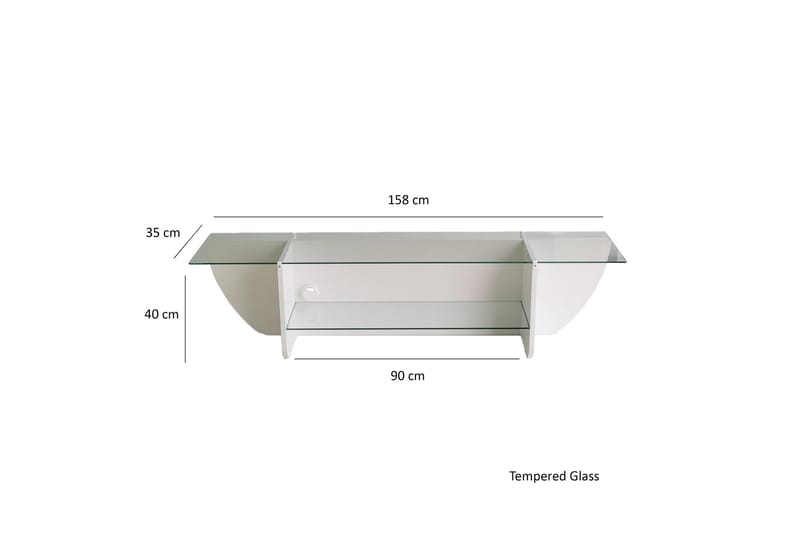 Andifli TV Bänk 158 cm med Förvaring i Glas med Träunderrede - Transparent - Möbler - Tv möbel & mediamöbel - TV bänk & mediabänk
