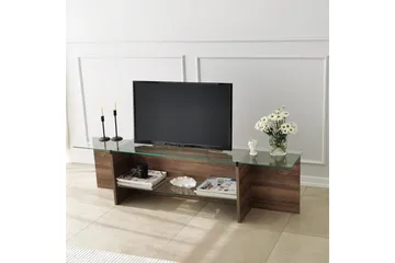 Andifli TV-bänk 158 cm med Förvaring i Trä med Glasskiva - Brun - Möbler - Tv möbel & mediamöbel - TV bänk & mediabänk