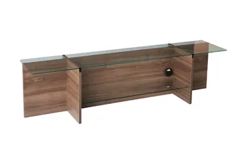 Andifli TV-bänk 158 cm med Förvaring i Trä med Glasskiva - Brun - Möbler - Tv möbel & mediamöbel - TV bänk & mediabänk