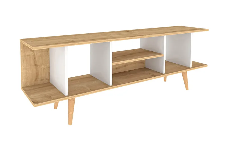 Andifli TV-bänk 160 cm med Förvaring i Trä med Plastben, Beige