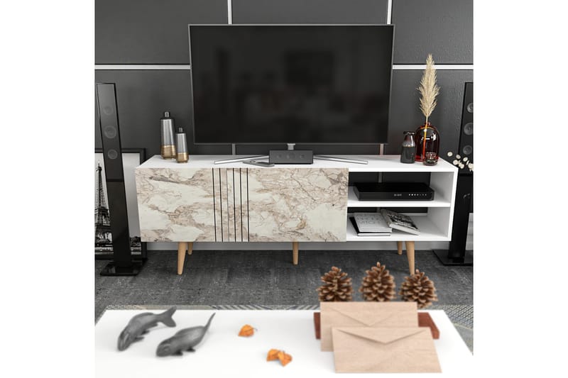 Andifli Tv-bänk 160x38,6 cm - Vit - Möbler - Tv möbel & mediamöbel - TV bänk & mediabänk