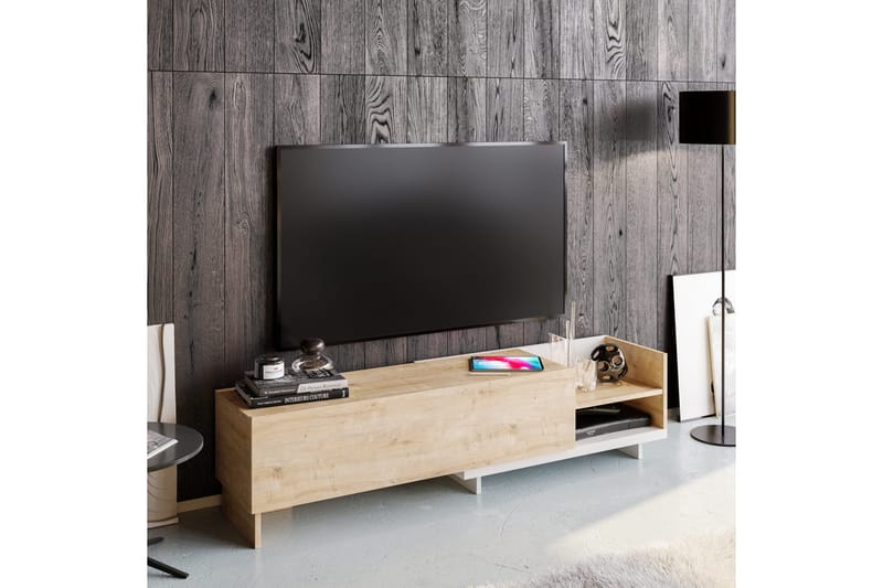 Andifli Tv-bänk 165x41 cm med Förvaring i Trä - Beige - Möbler - Tv möbel & mediamöbel - TV bänk & mediabänk