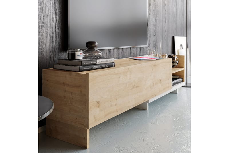 Andifli Tv-bänk 165x41 cm med Förvaring i Trä - Beige - Möbler - Tv möbel & mediamöbel - TV bänk & mediabänk