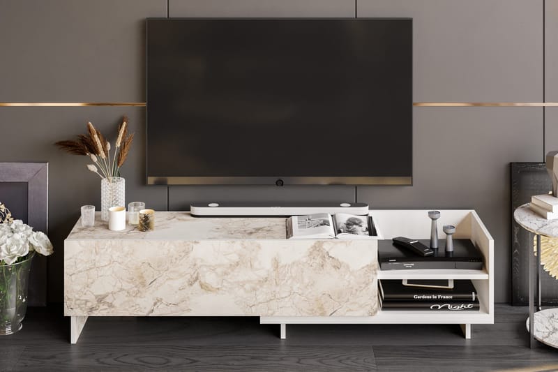 Andifli Tv-bänk 165x41 cm - Vit - Möbler - Tv möbel & mediamöbel - TV bänk & mediabänk