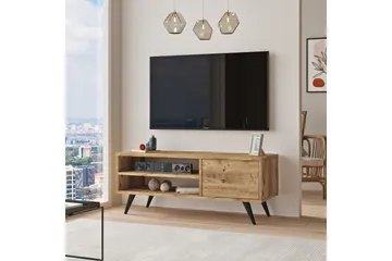 Aniza Golvstående TV Bänk 110 cm med Förvaring i Ljust Trä - Brun - Möbler - Tv möbel & mediamöbel - TV bänk & mediabänk