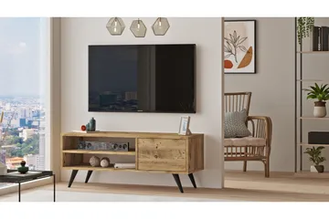 Aniza Golvstående TV Bänk 110 cm med Förvaring i Ljust Trä - Brun - Möbler - Tv möbel & mediamöbel - TV bänk & mediabänk