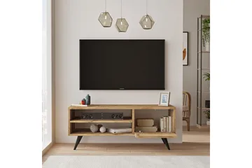 Aniza Golvstående TV Bänk 110 cm med Förvaring i Ljust Trä - Brun - Möbler - Tv möbel & mediamöbel - TV bänk & mediabänk