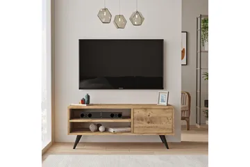 Aniza Golvstående TV Bänk 110 cm med Förvaring i Ljust Trä - Brun - Möbler - Tv möbel & mediamöbel - TV bänk & mediabänk